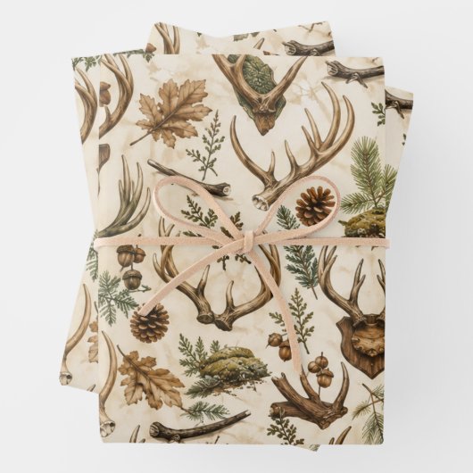 Rustikale Hirschgeweih-Wrap-Papier für ihn Geschenkpapier Set (Beispiel)
