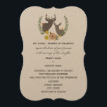 Rustikale Hirschhochzeit - orangefarbene Blume Einladung<br><div class="desc">Eine Hochzeitseinladung mit einer Darstellung von orangefarbenen und gelben Blumen und Pflanzen,  die rund um die Büsten eines Bucks and Doe angeordnet sind. Personalisieren Sie den Text mit Details zu Ihrem Anlass. Die Aufnahmen stammen von den Eltern der Braut.</div>