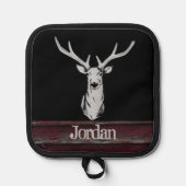 Rustikale Hirschjagd Buck Antler Name Topflappen (Vorderseite)
