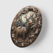 Rustikale Hirschjagdhütte Runde Wanduhr (Winkel)
