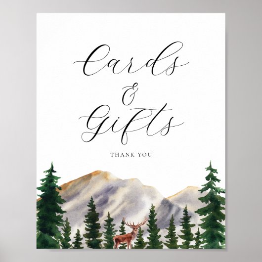 Rustikale Hirschkarten und Geschenke Zeichen Poster (Vorne)