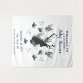 Rustikale Hirschkopf Blue Floral Baby Dusche Willk Wandteppich (Vorderseite (Horizontal))