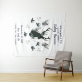 Rustikale Hirschkopf Blue Floral Baby Dusche Willk Wandteppich (Beispiel (Horizontal))