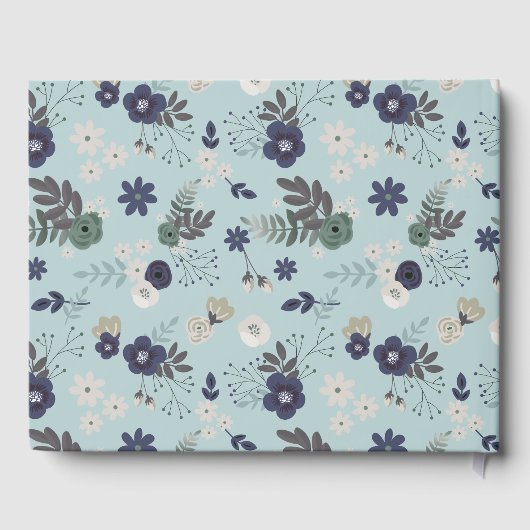 Rustikale Hirschkopf Blue Floral Moderne Babydusch Gästebuch (Rückseite)