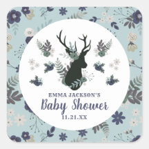 Rustikale Hirschkopf Blue Floral Moderne Babydusch