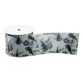 Rustikale Hirschkopf Blue Floral Moderne Babydusch Satinband