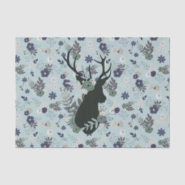 Rustikale Hirschkopf Blue Floral Moderne Babydusch Seidenpapier