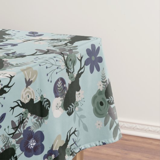 Rustikale Hirschkopf Blue Floral Moderne Babydusch Tischdecke (Beispiel)