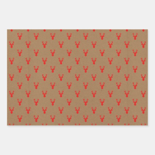 Rustikale Hirschköpfe, die Papiertüten zum Abpacke Geschenkpapier Set (Vorderseite 3)