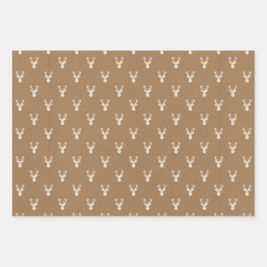 Rustikale Hirschköpfe, die Papiertüten zum Abpacke Geschenkpapier Set (Vorderseite 2)