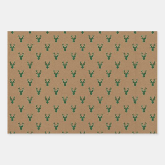 Rustikale Hirschköpfe, die Papiertüten zum Abpacke Geschenkpapier Set (Vorderseite)