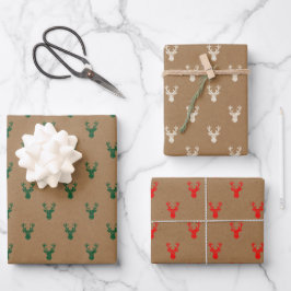 Rustikale Hirschköpfe, die Papiertüten zum Abpacke Geschenkpapier Set