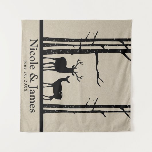 Rustikale Hirschköpfe im Hintergrund Wandteppich (Vorderseite (Horizontal))