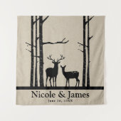 Rustikale Hirschköpfe im Hintergrund Wandteppich (Vorderseite)