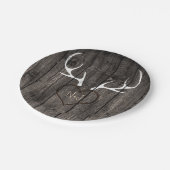 Rustikale Hirschliebhaber & Herz-Hochzeit Pappteller (Schrägansicht)