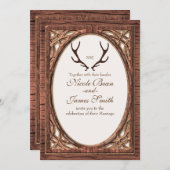 Rustikale Hirschlieder mit zwei Tone-Holz-Look Ein Einladung (Vorne/Hinten)