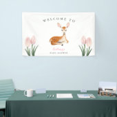 Rustikale Hirschpink Blütendusche Begrüßung Banner (Messeveranstaltung)