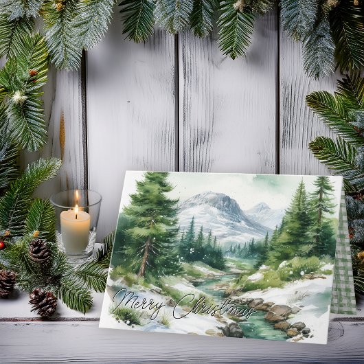 Rustikale Hochland-Bergszene Frohe Weihnachten