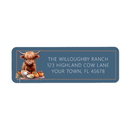 Rustikale Hochlandkuh-Rücksendeadresse (Vorne)