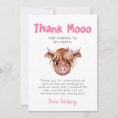 Rustikale Hochlandkuhmädchen zum Geburtstag Dankeskarte (Vorderseite)