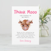 Rustikale Hochlandkuhmädchen zum Geburtstag Dankeskarte (Stehend Vorderseite)