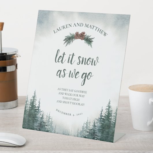 Rustikale Hochzeit abschicken lassen es schneebede Sockelschild (In Situ)