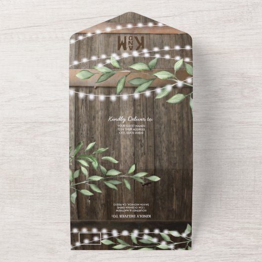 Rustikale Hochzeit All In One Einladung (Außenbereich)