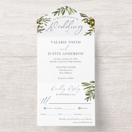 Rustikale Hochzeit All-in-One-Einladung (Innenseite)