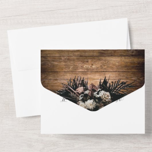 Rustikale Hochzeit All In One Einladung (Rückseite)