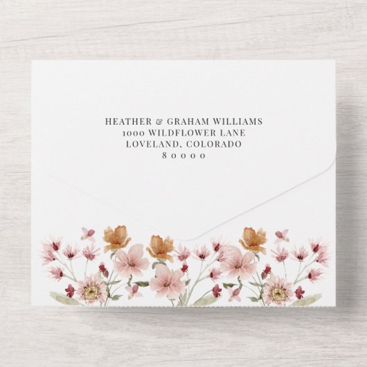 Rustikale Hochzeit All In One Einladung (Rückseite)