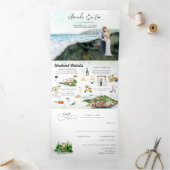 Rustikale Hochzeit am Meer Dreifach Gefaltete Einladung (Innenseite)