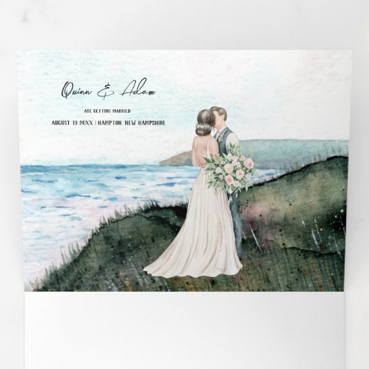 Rustikale Hochzeit am Meer Dreifach Gefaltete Einladung (Innen Erste Seite)