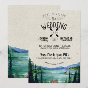 Rustikale Hochzeit am See Einladung