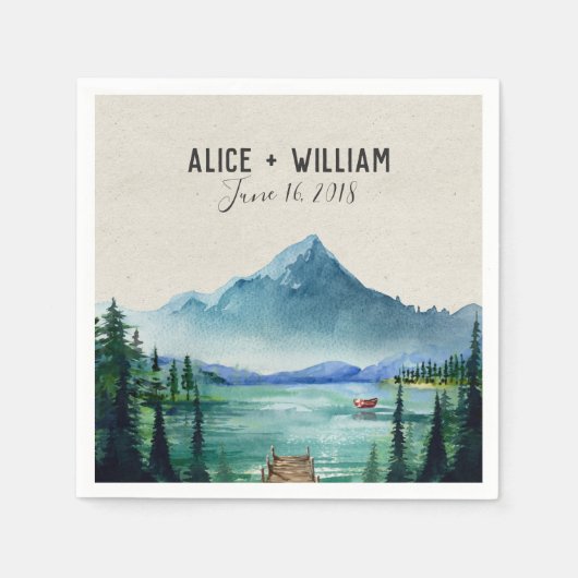 Rustikale Hochzeit am See Napkin Serviette (Vorderseite)