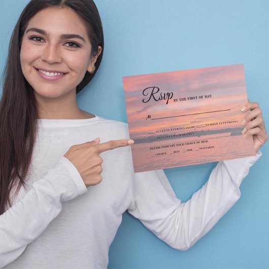 Rustikale Hochzeit am Sonnenuntergang RSVP Karte