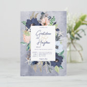 Rustikale Hochzeit am Strand von Floral Einladung (Stehend Vorderseite)