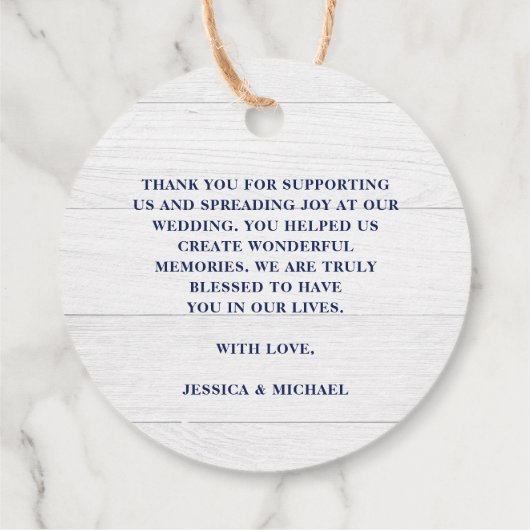 Rustikale Hochzeit am Strand von Wasserfarbe Geschenkanhänger (Rückseite)