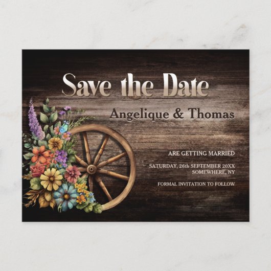 Rustikale Hochzeit Ankündigungspostkarte (Vorderseite)