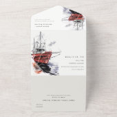 Rustikale Hochzeit auf dem Yacht Sailboat Wasserfa All In One Einladung (Außenbereich)