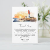 Rustikale Hochzeit auf der Seite des Meeres Dankeskarte (Stehend Vorderseite)