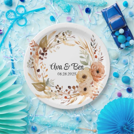 Rustikale Hochzeit auf der Terracotta Creme Pappteller (Party)