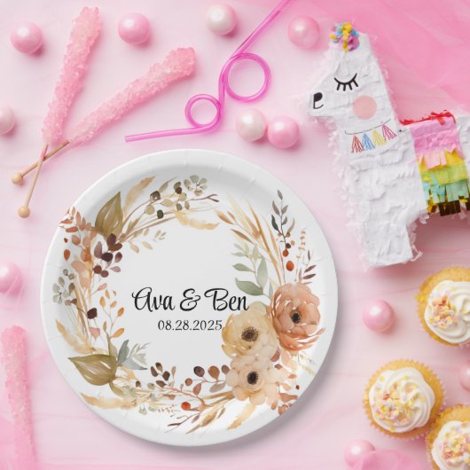 Rustikale Hochzeit auf der Terracotta Creme Pappteller (Party)