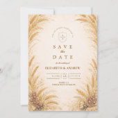 Rustikale Hochzeit auf einem alten Weizenfeld Save The Date (Vorderseite)