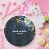Rustikale Hochzeit aus blauem Holz Pappteller (Party)