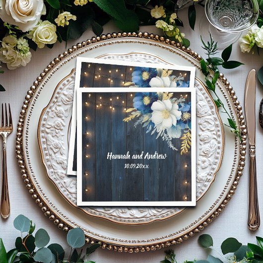 Rustikale Hochzeit aus blauem Holz Serviette