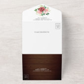 Rustikale Hochzeit aus Burgund und Rosa Blütenholz All In One Einladung (Außenbereich)