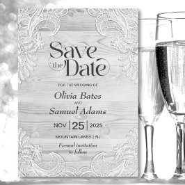 Rustikale Hochzeit aus grauem Holz Save The Date