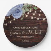 Rustikale Hochzeit aus Holz mit Lichtern Pappteller (Vorderseite)