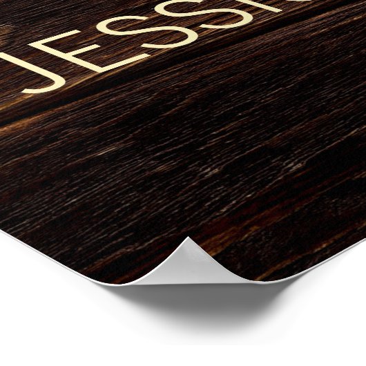 Rustikale Hochzeit aus Holz mit Lichtern Poster (Ecke)