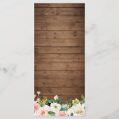 Rustikale Hochzeit aus Holz Rosa Menükarte (Rückseite)